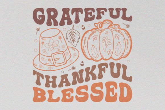 Grateful Retro Thanksgiving Graphics for T-Shirt Designs