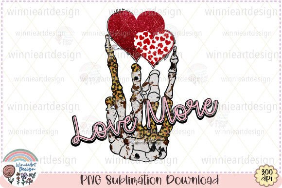 Love More Skeleton Heart Glitter Print for Brand Graphics
