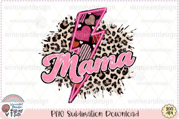 Mama Loved Lightning Bolt Neon Leopard Graphics for T-Shirt Designs