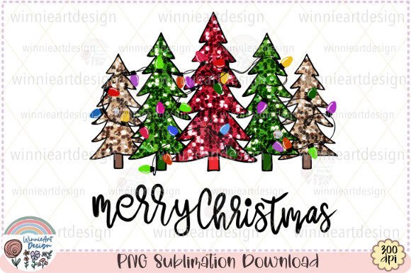 Merry Christmas Tree Sequins Glitter PNG: Festive Graphics for T-Shirt Designs & Marketing