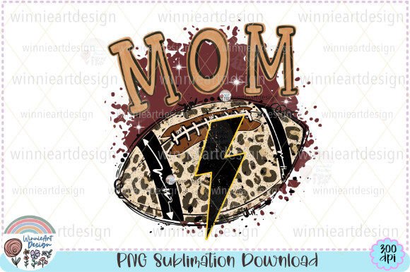 Mom Football Cowhide Western Lightning Graphics for T-Shirt Designs